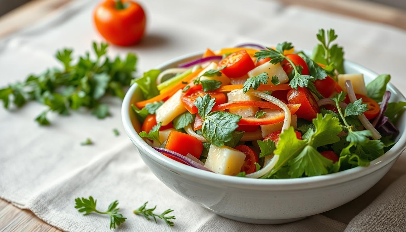 Fresh seasonal ingredients arranged for home cooking